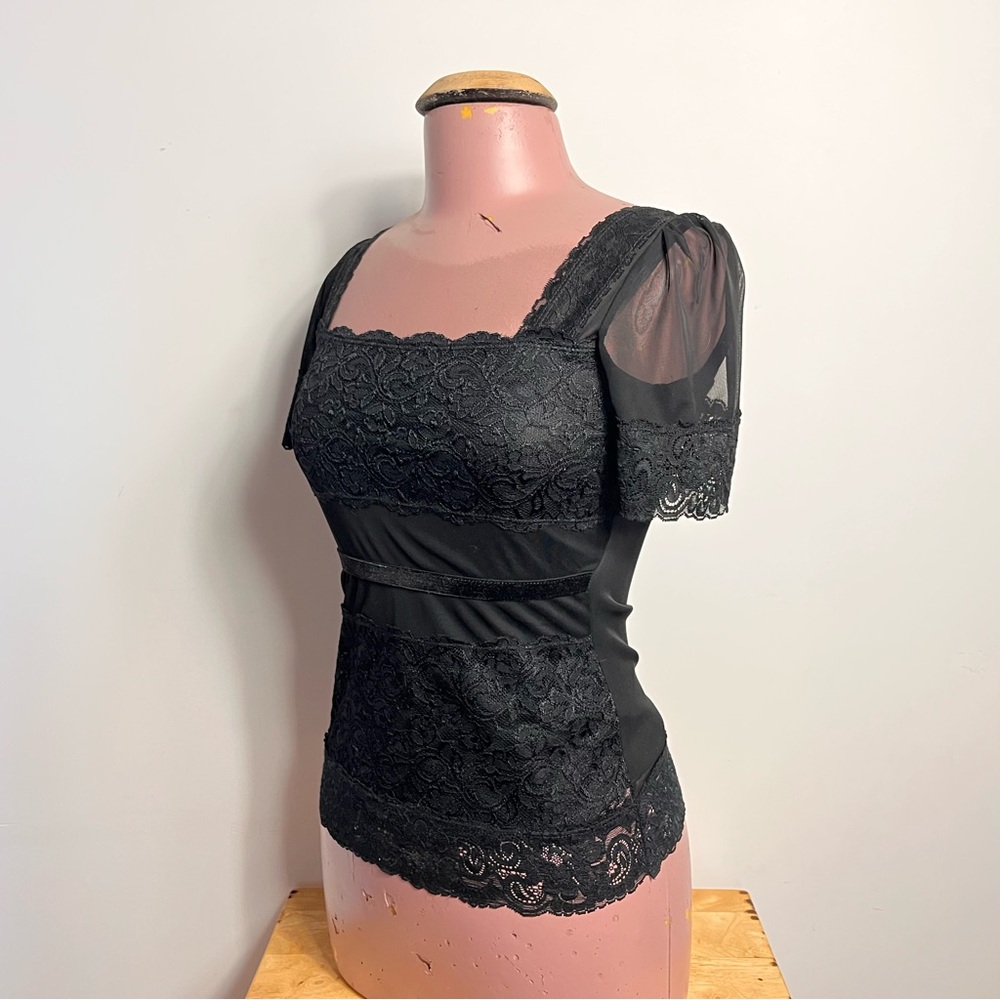 Vintage 90s Le Château Black Lace Top